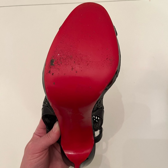 Christian Louboutin Black Escriminette 120 Cage Heel Bootie Pumps. Size 39 1/2. - Picture 6 of 7